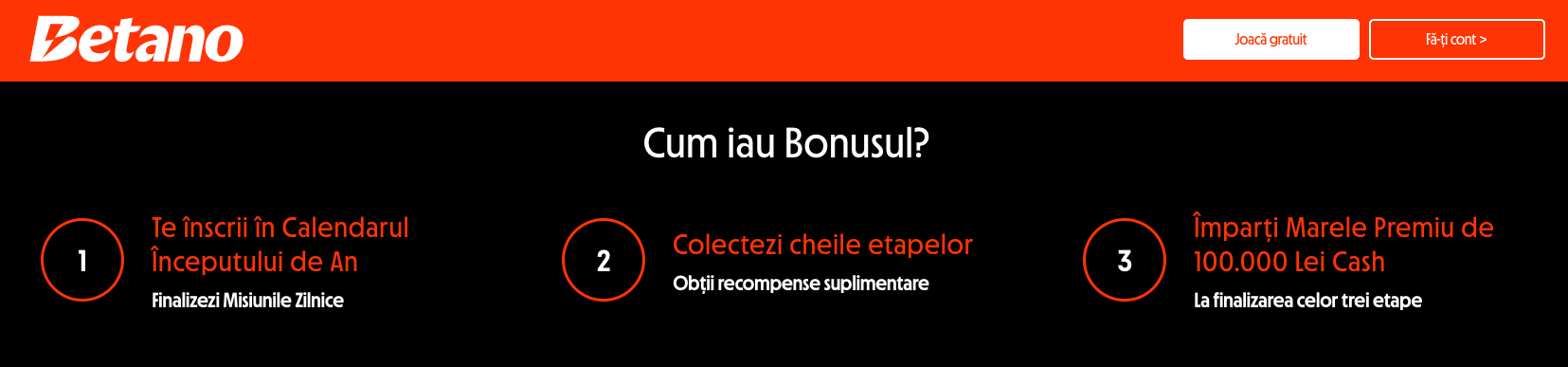calendarul inceputului de an betano