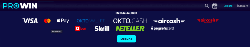 metode de plata cazino prowin