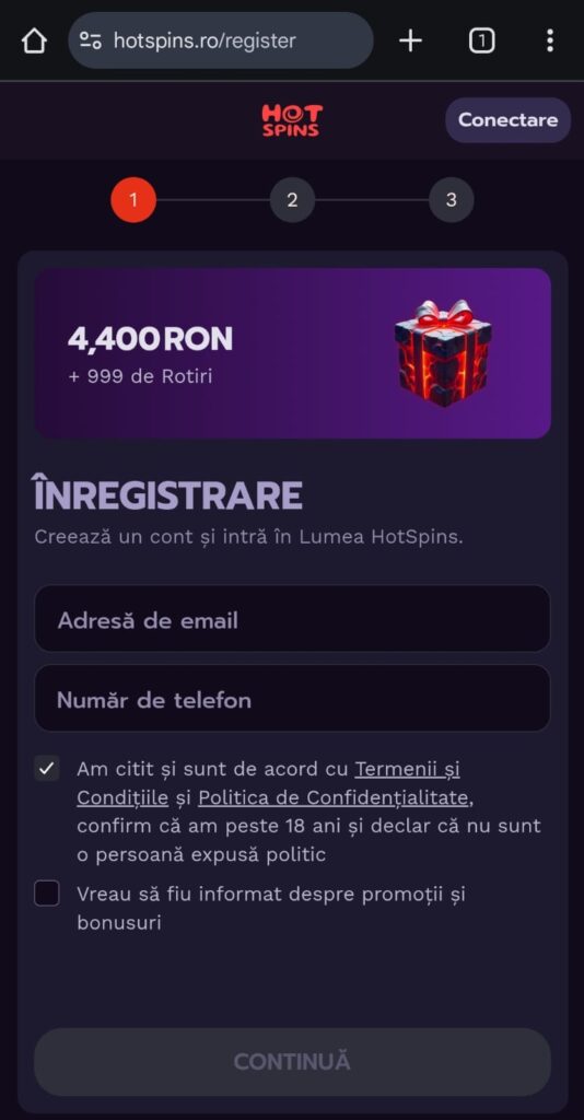 inregistrare hotspins 2