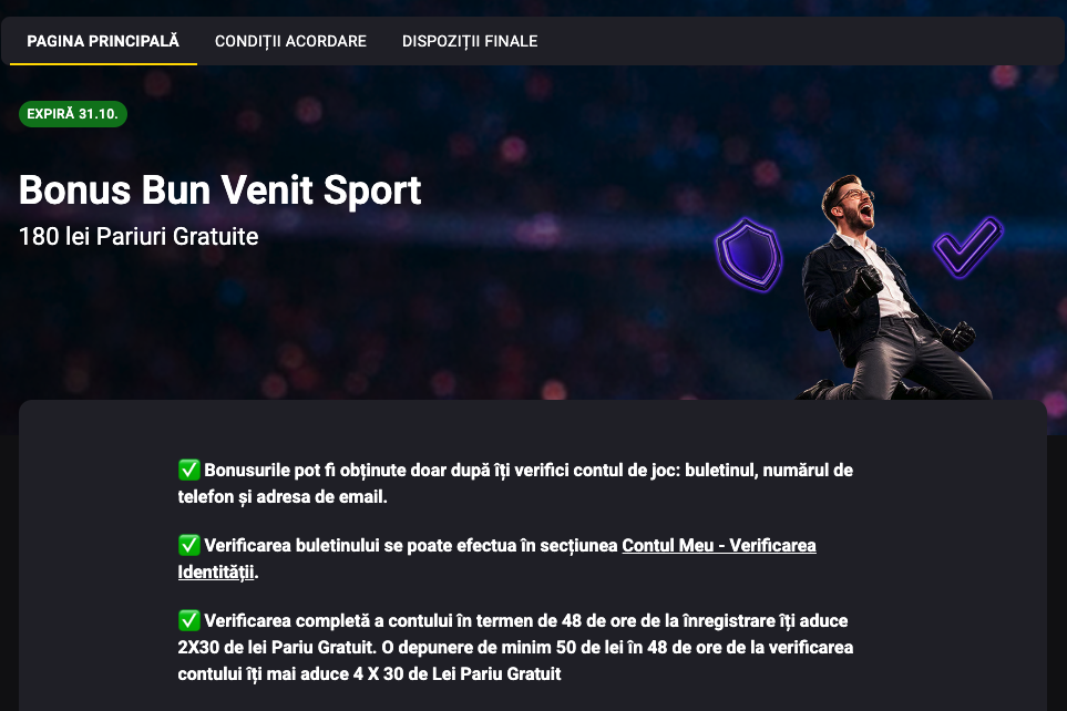 bonus de bun venit fortuna pariuri